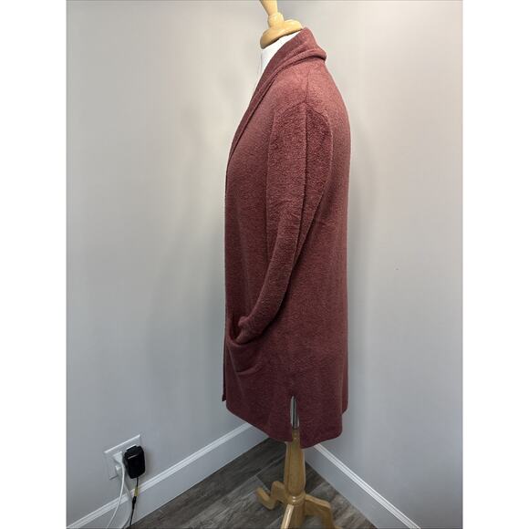 Barefoot Dreams Cozy Chic Rose Burgundy Open Front Cardigan Soft Knit M - Picture 2 of 15